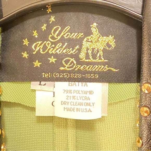 Vintage Leather Studded collar Vest in Chartreuse. Made by Your Wildest Dreams - Picture 12 of 12